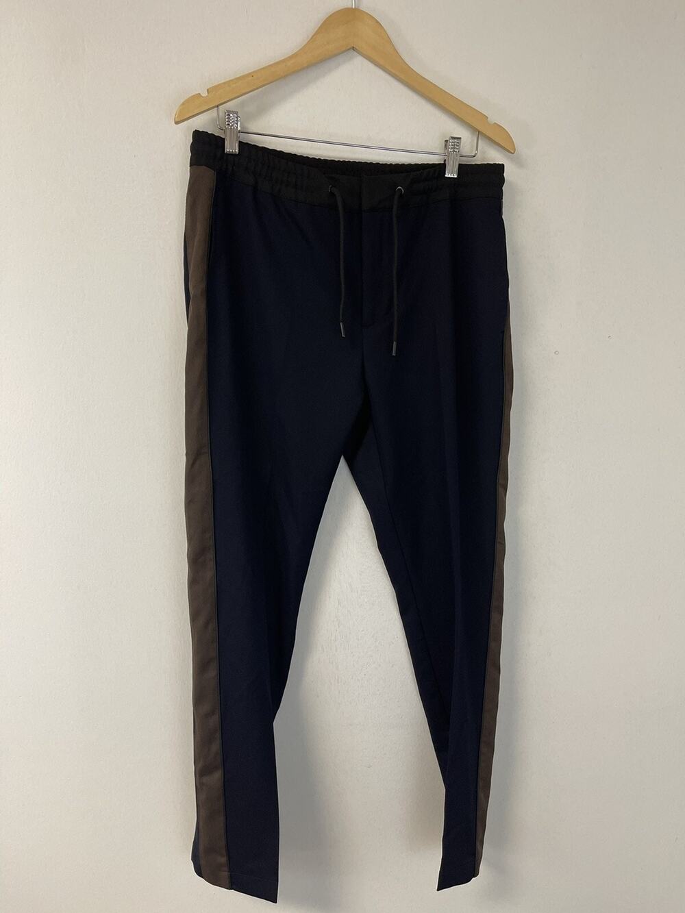 River Island Sweatpants Men 32x30 Blue Super Skinny Side Trim Zip Joggers N203